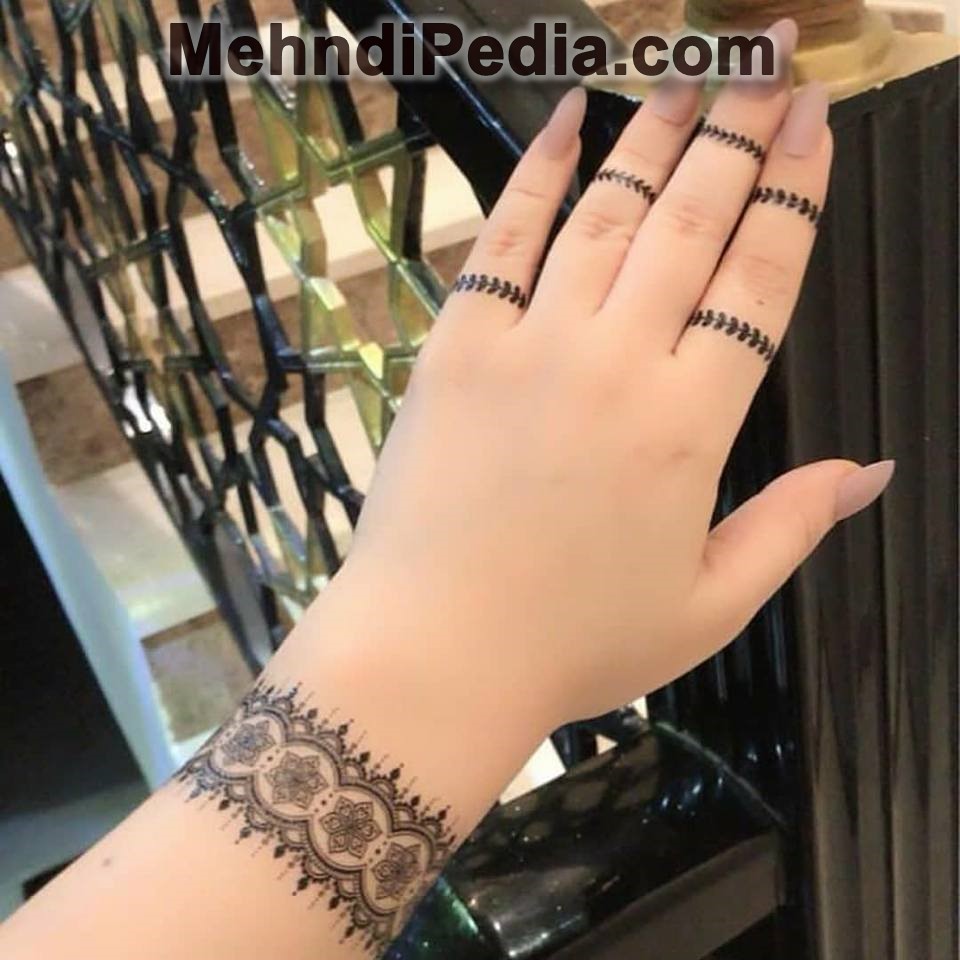 look like watch wear mehndi designs for wrist and finger rings shape