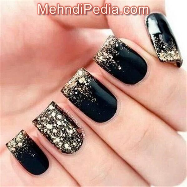 black color simple nail art images