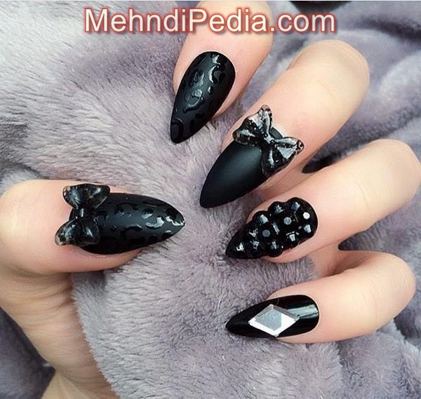 black color nail art, simple nail designs acrylic