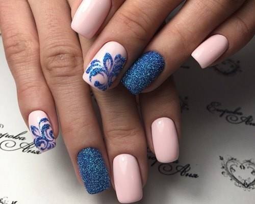 flower nail designs in pink and blue color