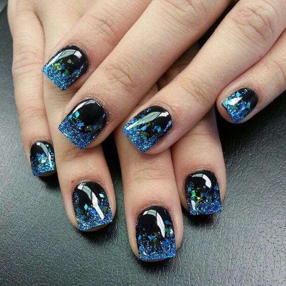 black and blue shade nail ideas