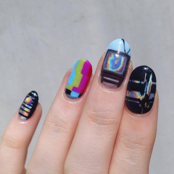 different color nail art designs