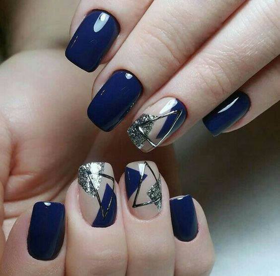 dark blue nail art polish designs