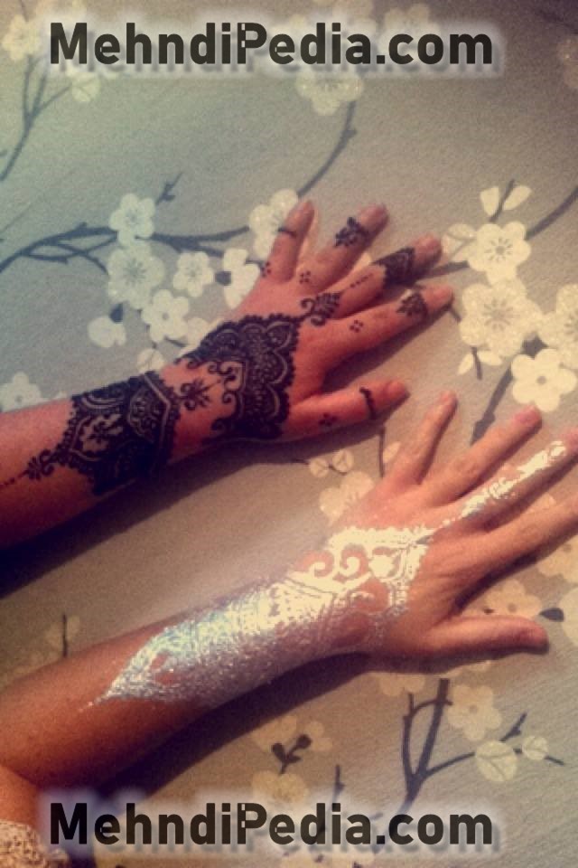 white and black mehndi designs for collage girls
